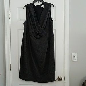 Dress Barn V Neck Sheath Dress - Dark Gray 22